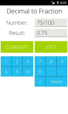 Decimal to Fraction android App screenshot 0